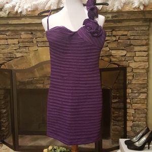 SANA  Prom Purple One Shoulder Ruffle DRESS